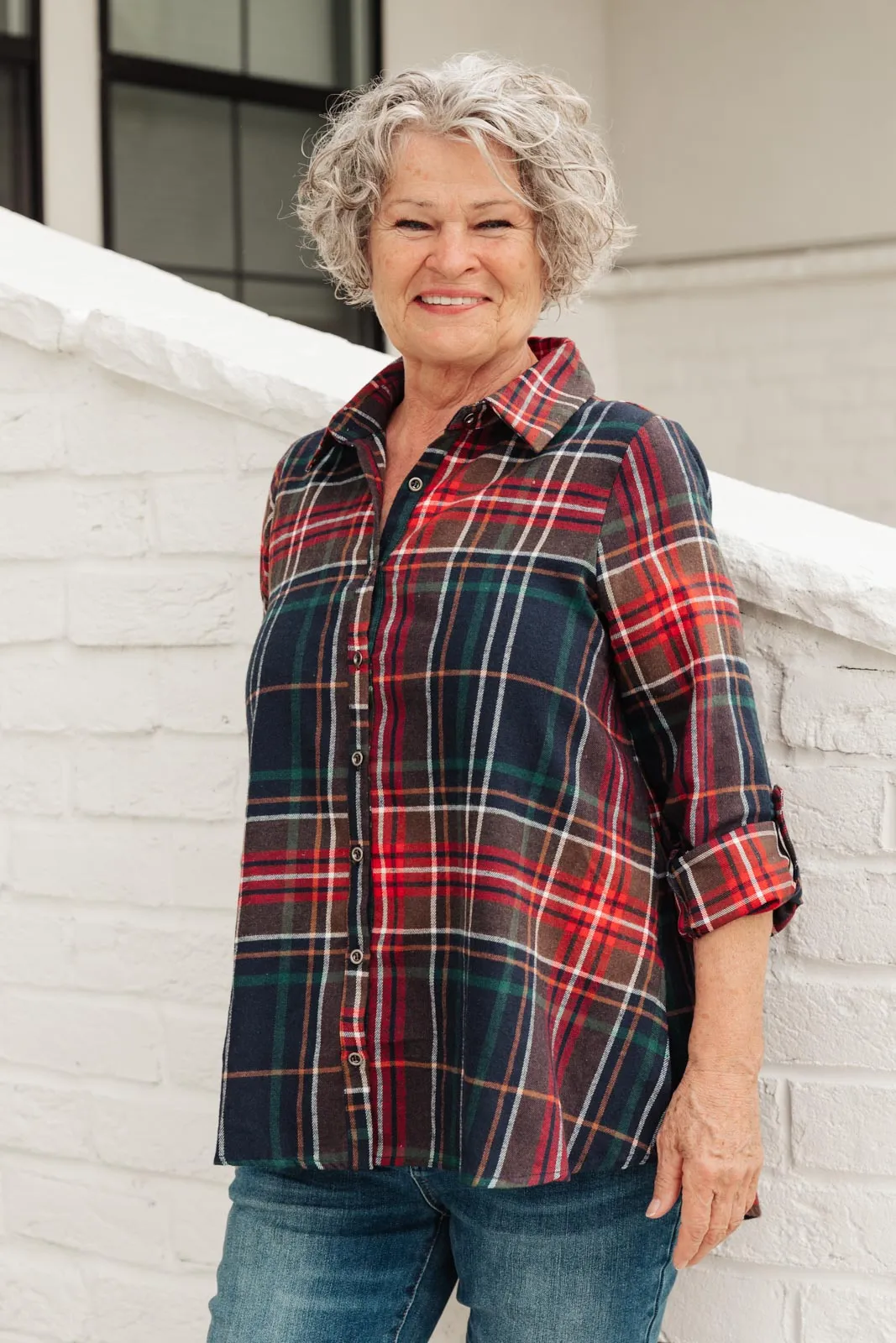 Alana Plaid Button Down Top