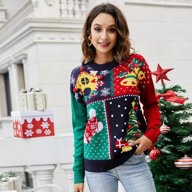 Amy Fashion - Christmas Little Snowflake Knitted Sweater