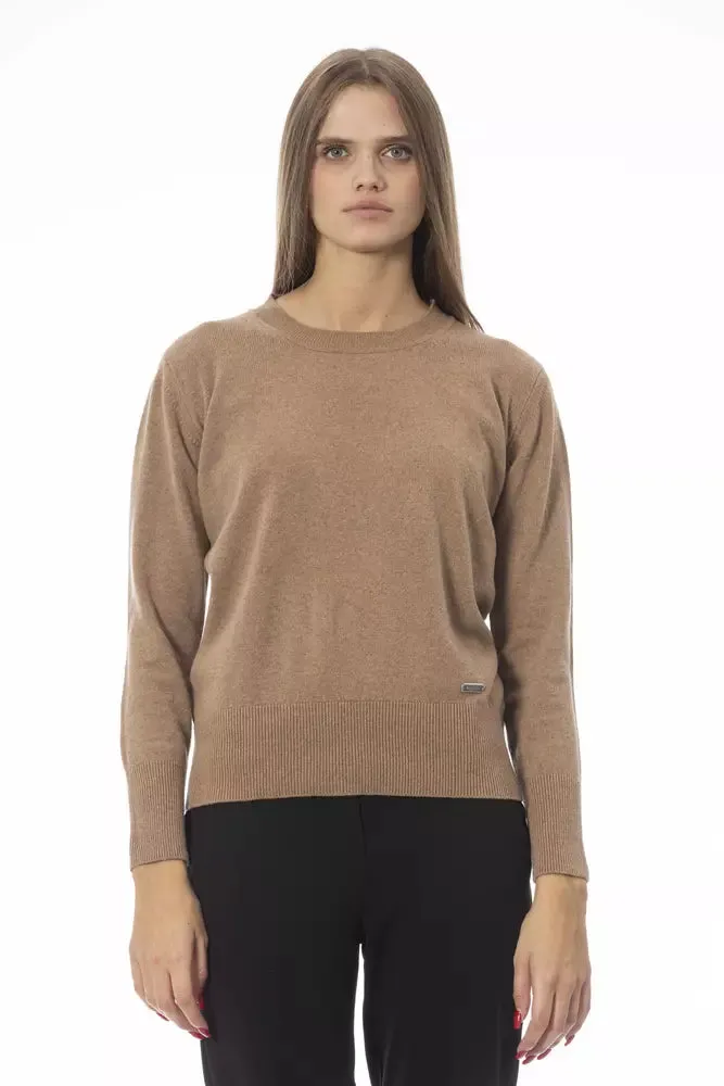 Beige Wool Women Sweater