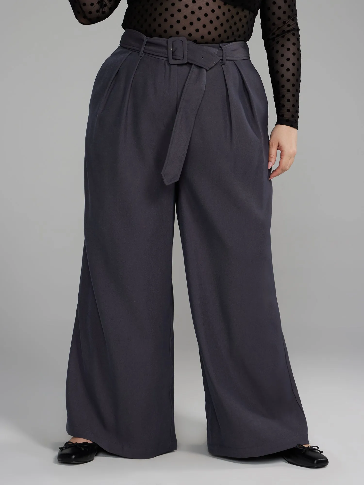 Belted Wide Leg Pants