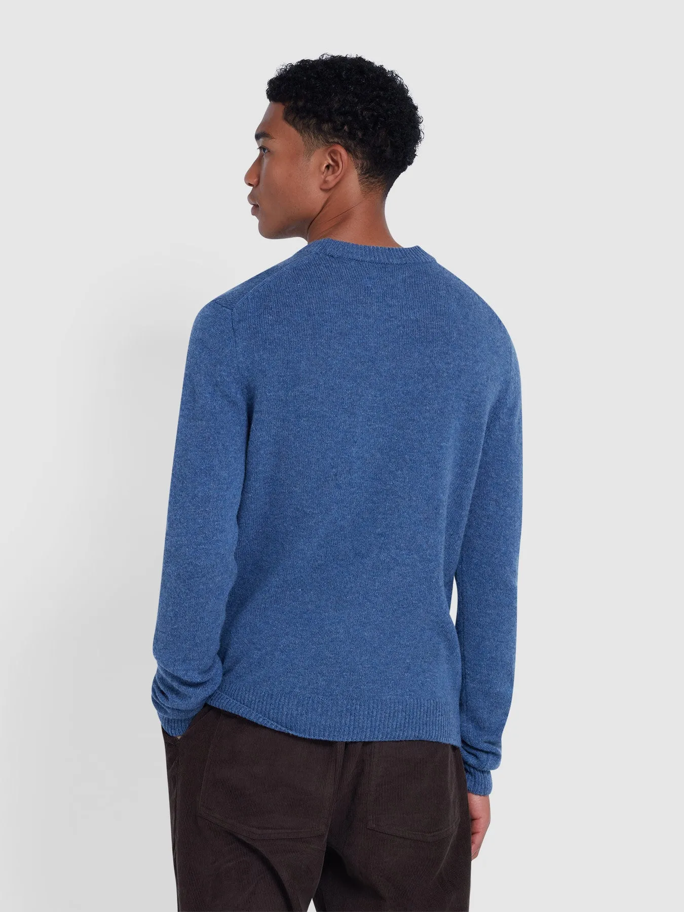 Birchall Crew Neck Lambswool Sweater In Neptune Blue