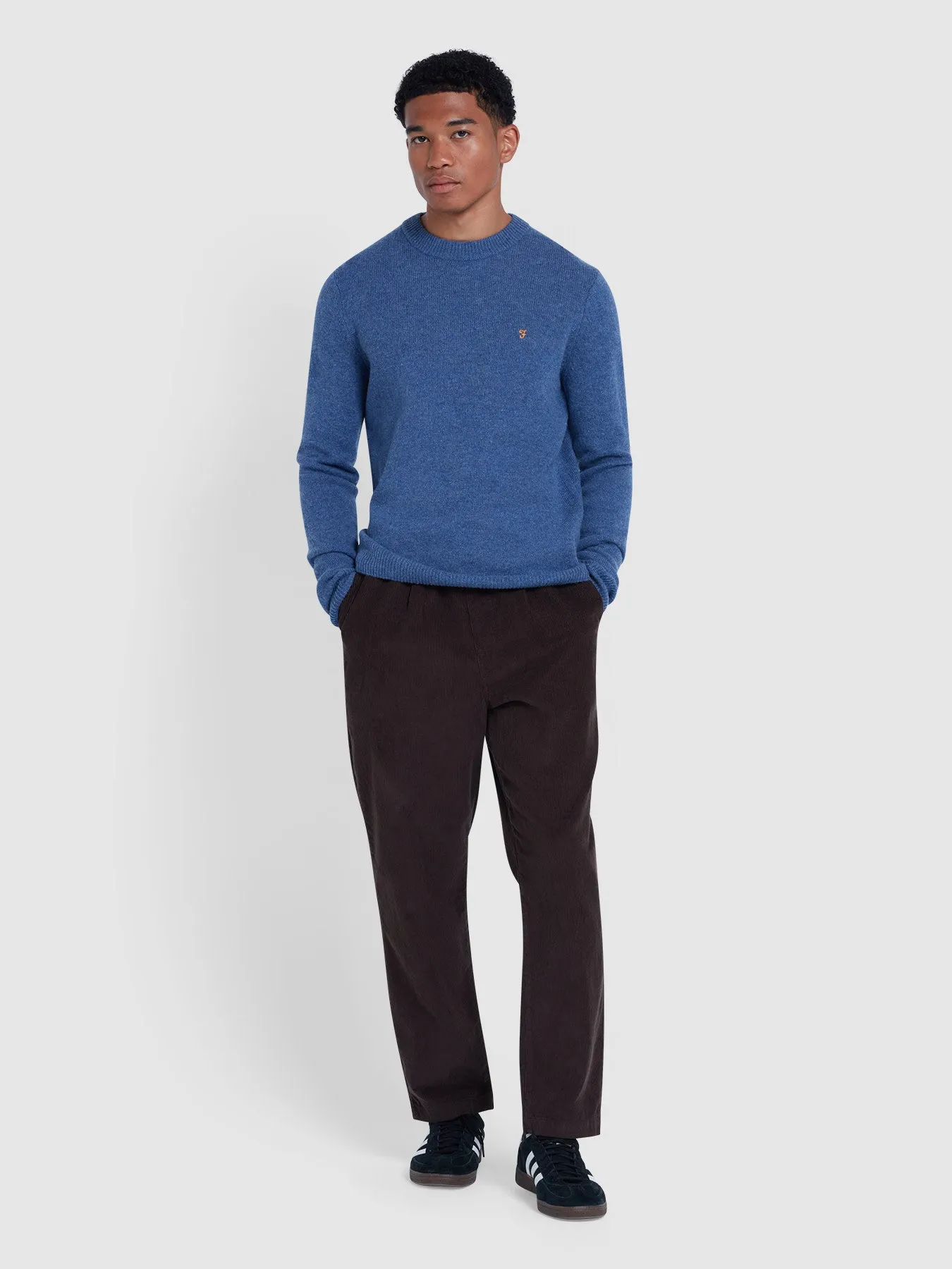 Birchall Crew Neck Lambswool Sweater In Neptune Blue