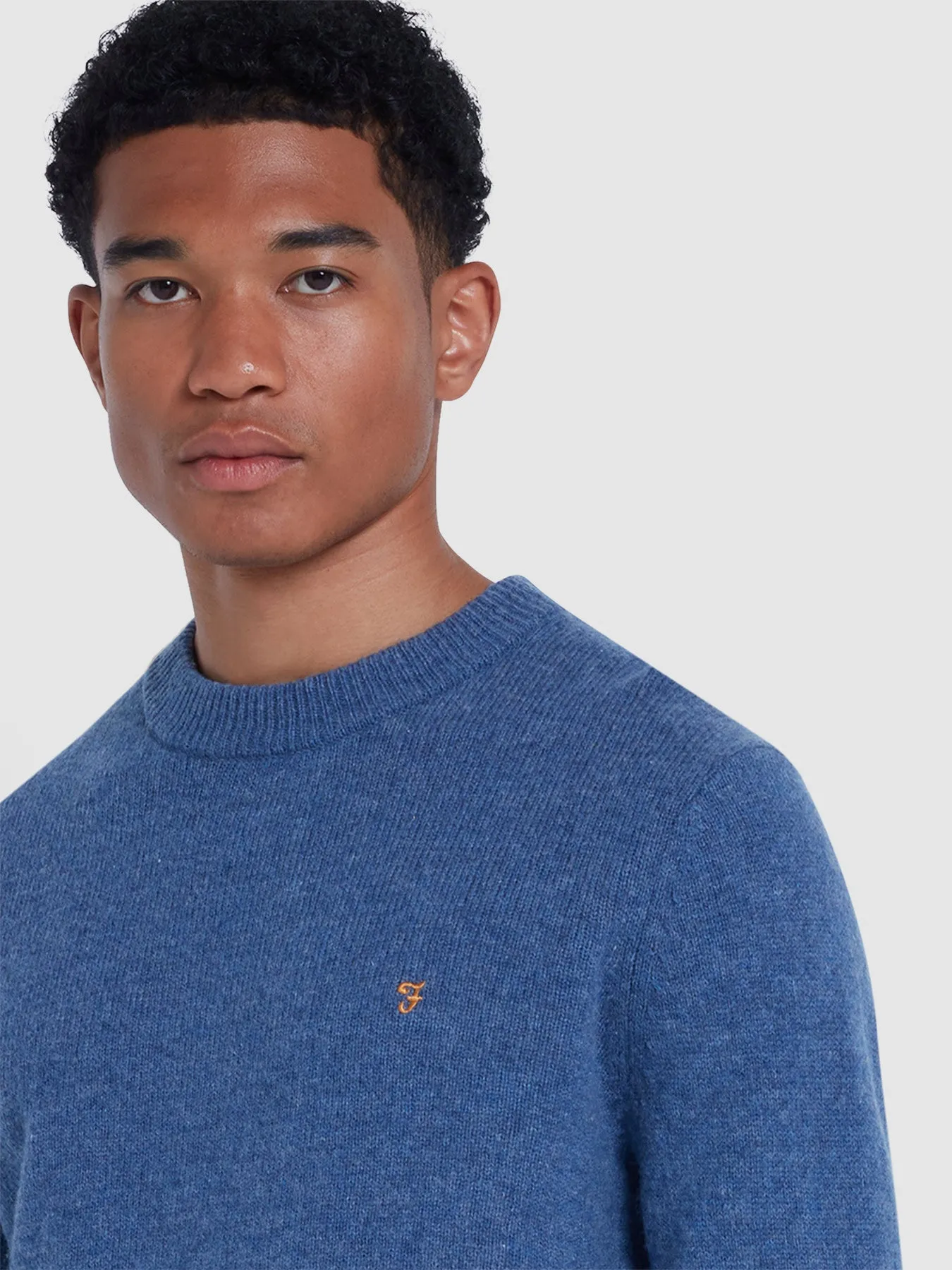 Birchall Crew Neck Lambswool Sweater In Neptune Blue