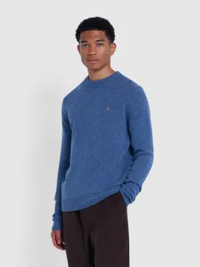 Birchall Crew Neck Lambswool Sweater In Neptune Blue