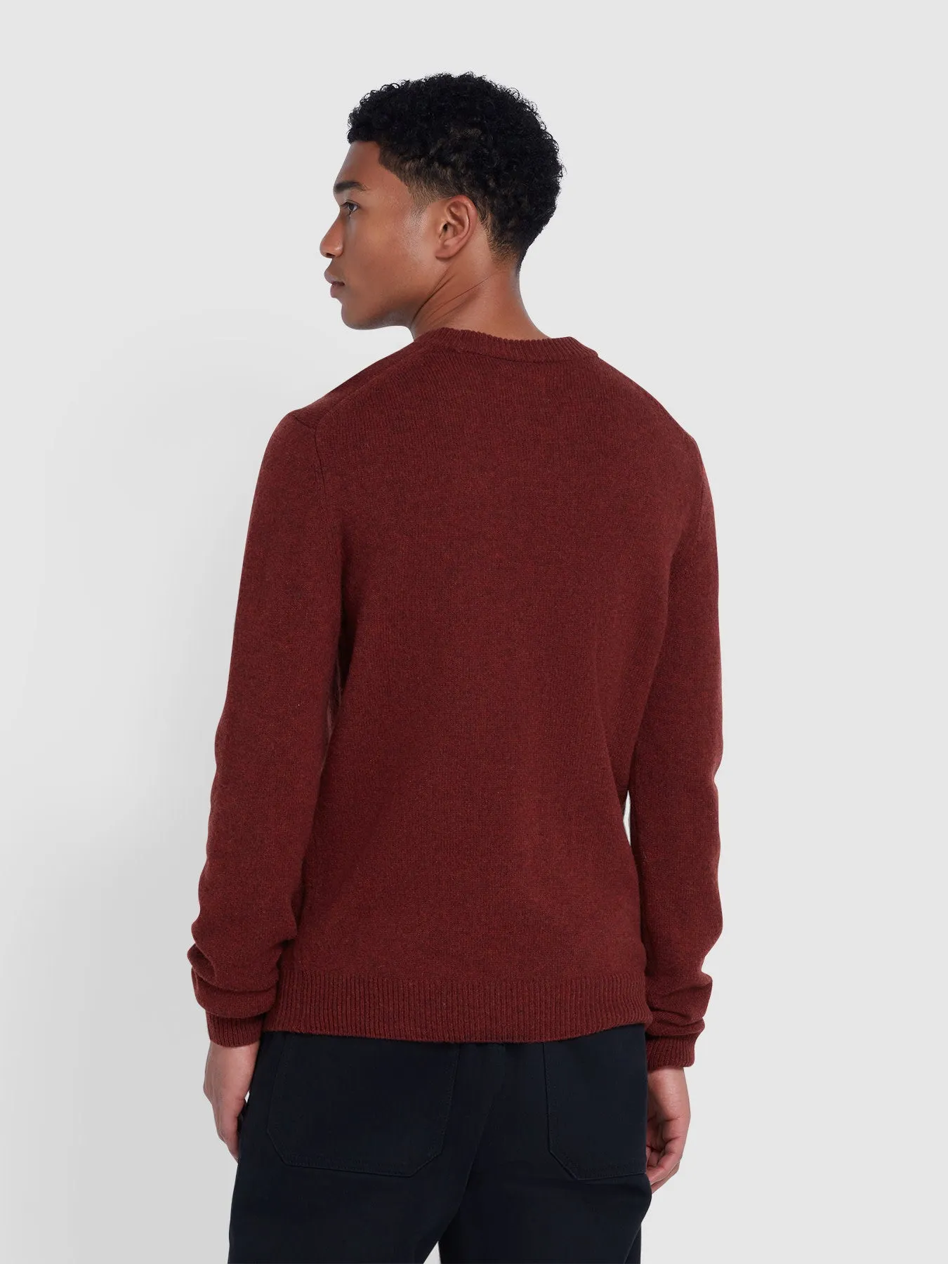 Birchall Crew Neck Lambswool Sweater In Red Venear