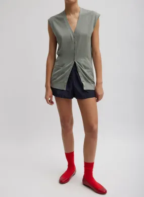 Cashmere Silk Blend Sleeveless Button Down Sweater