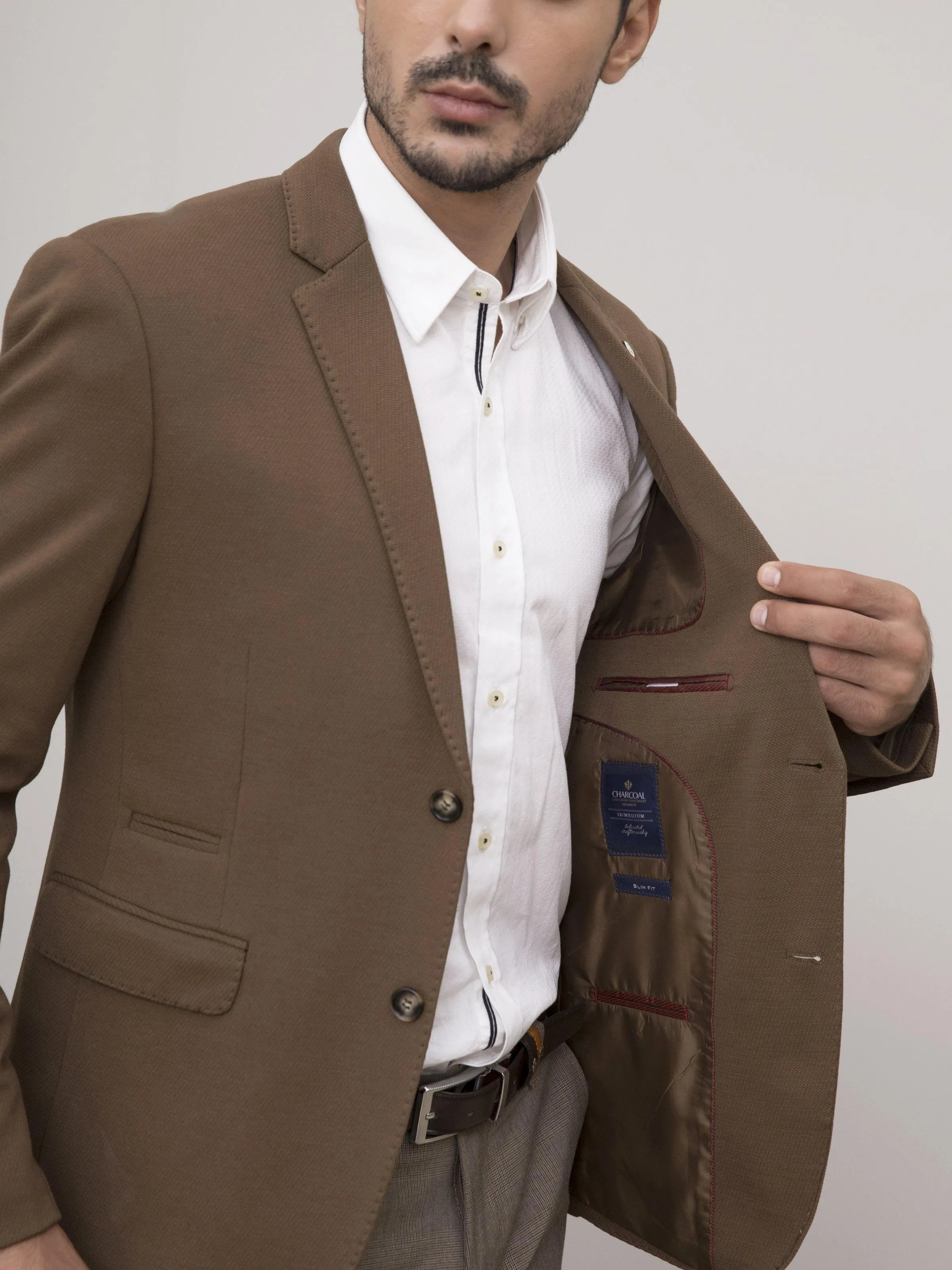 CASUAL COAT SLIM FIT BROWN