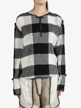 COMMUNS - Unisex Patterned Plaid Knitted Sweater