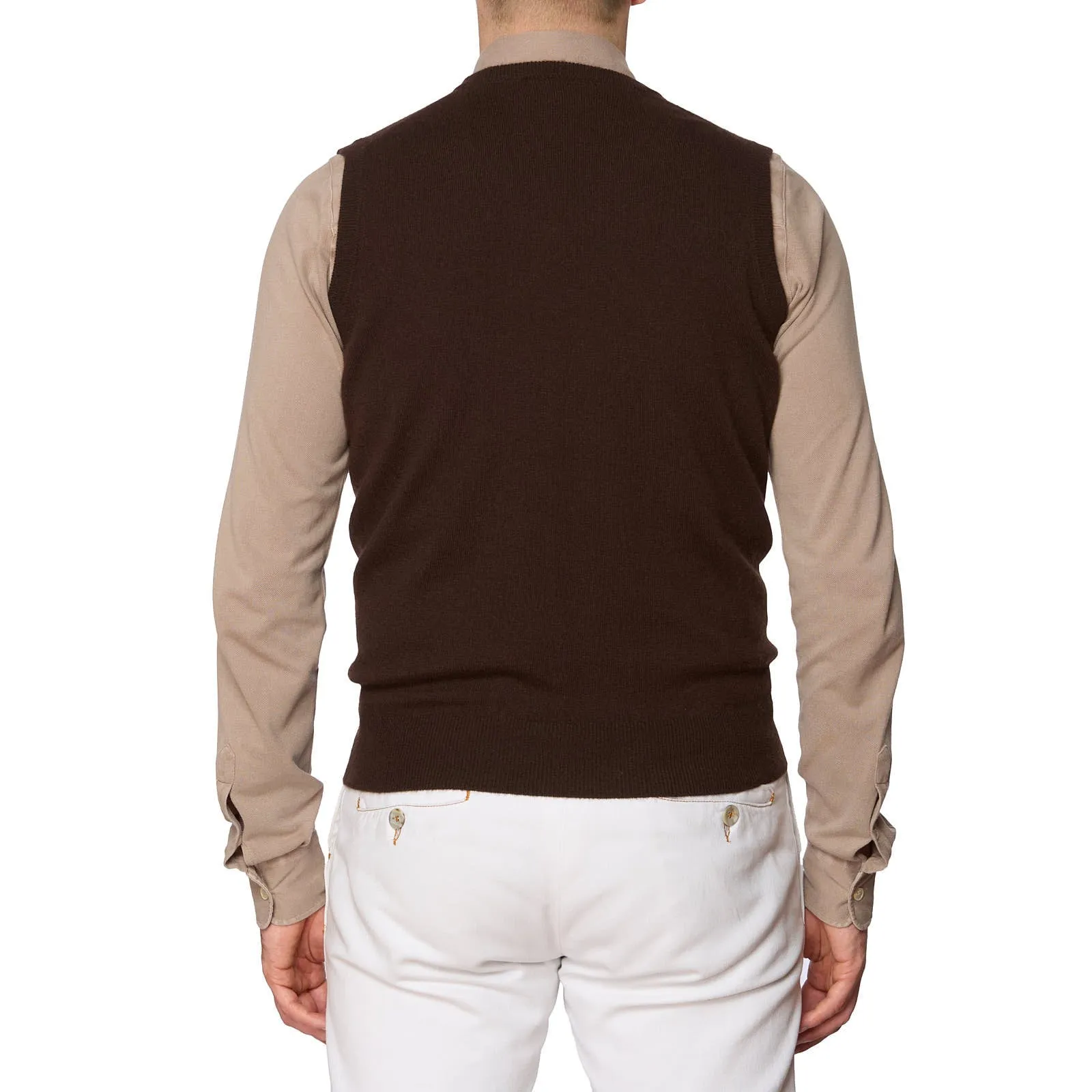 DELLA CIANA for VANNUCCI Brown Cashmere Knit Sweater Vest EU 46 NEW US XS