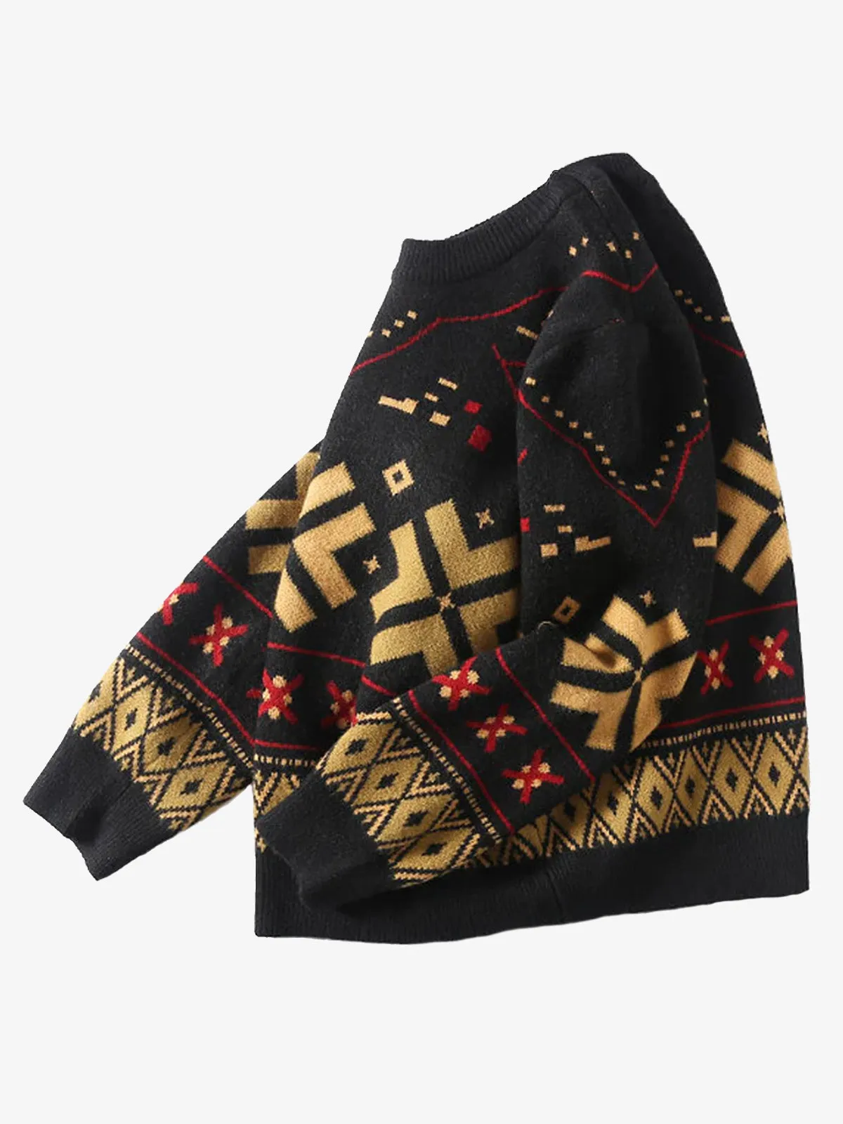 Ethnic Pattern Jacquard Woven Knitted Sweater