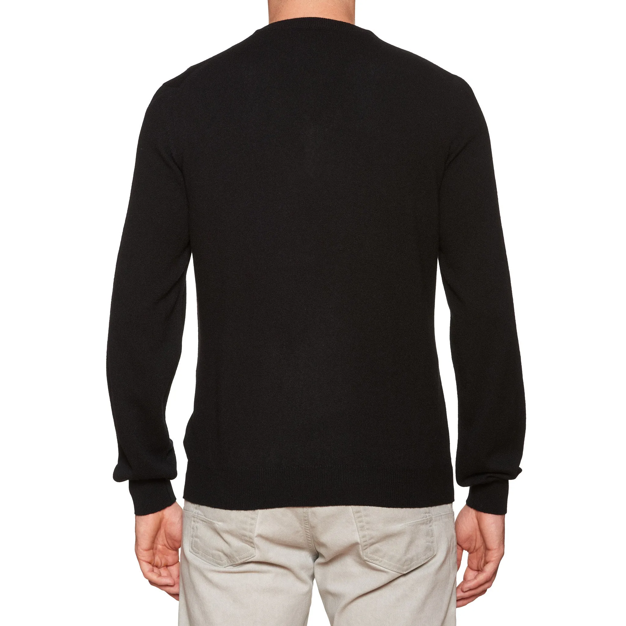 FEDELI Black Cashmere V-Neck Sweater NEW