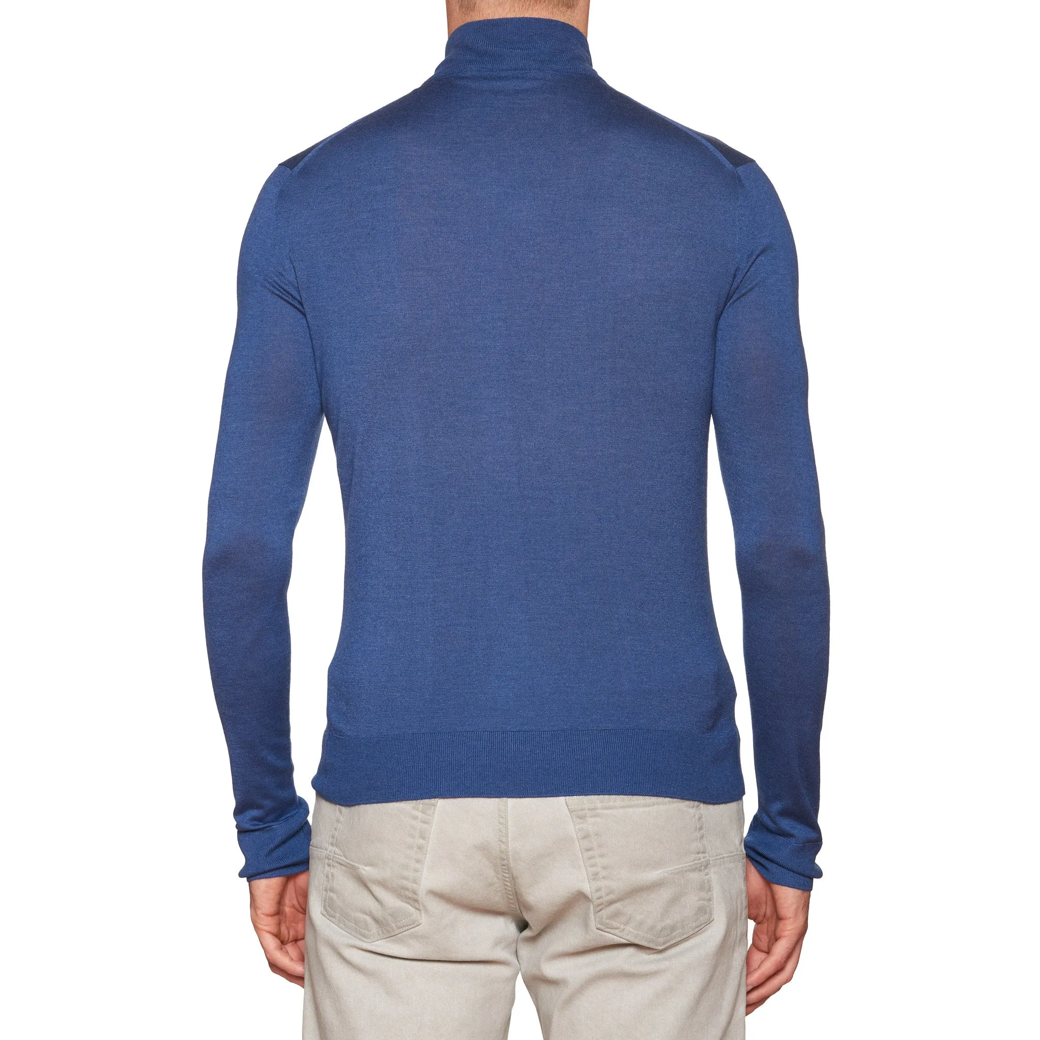 FEDELI "Millionaire" Blue 14 Micron Super Cashmere Zip Neck Sweater 46 NEW XS