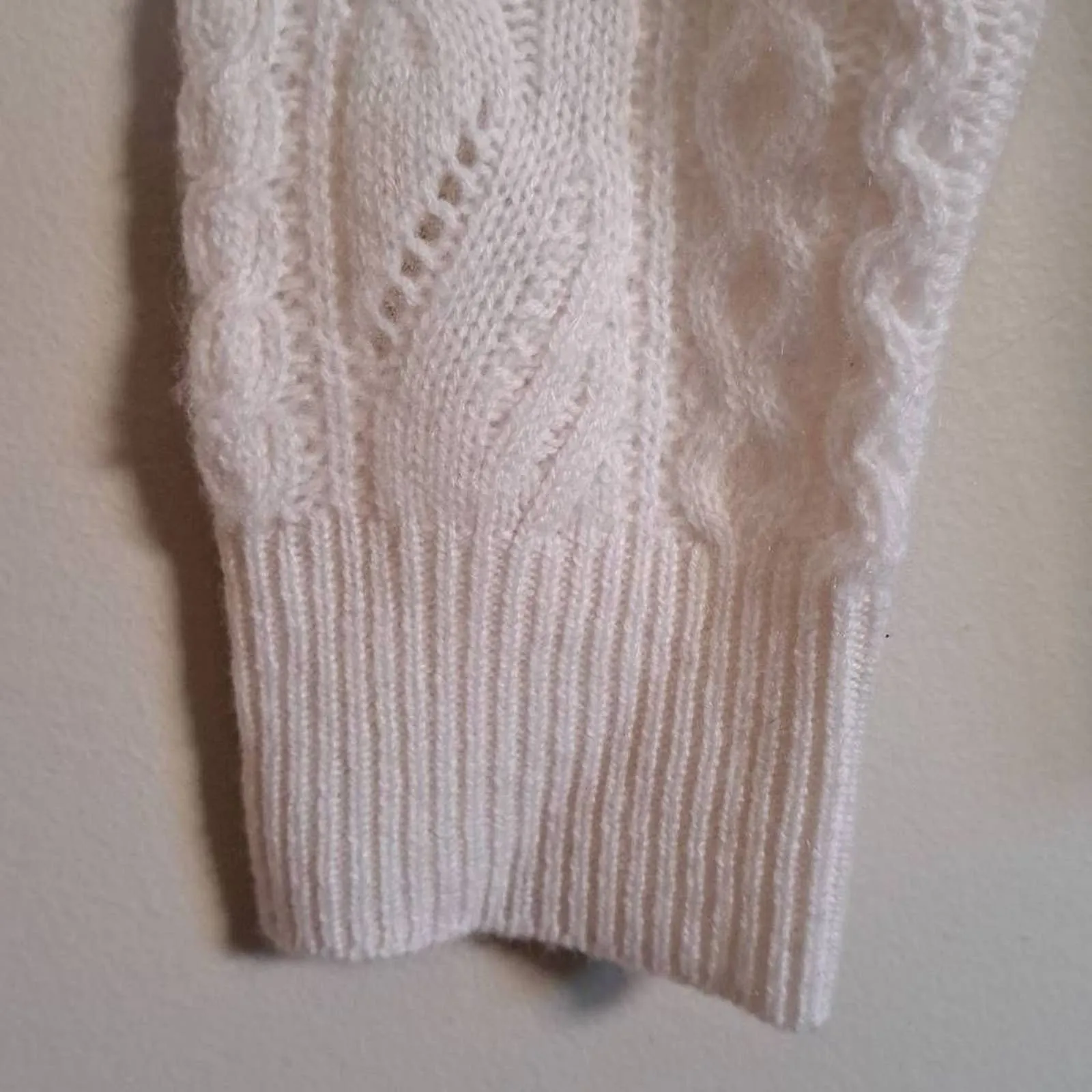 MAGASCHONI Women's Frost White All Cashmere Cable Knit Sweater Size L/G