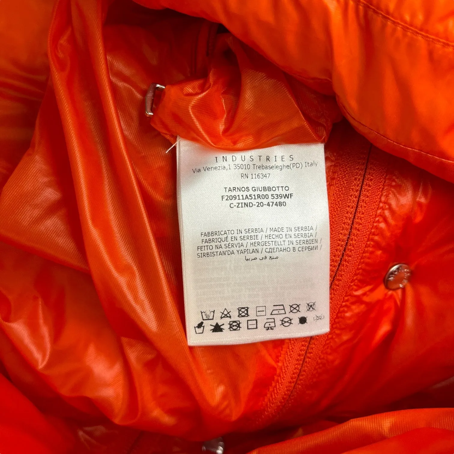 Men's Tarnos Down Jacket Orange Size 3 / L