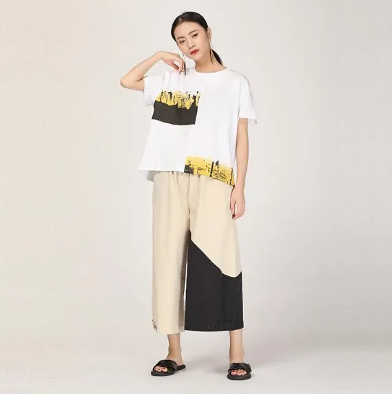 Patch Work Summer Wide Legs Women Casual Harem Pants HD971314