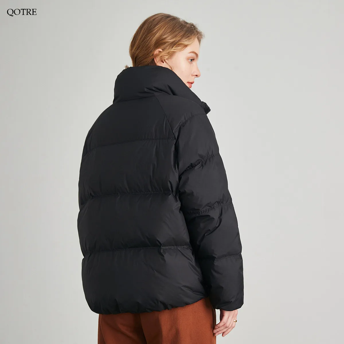 Stand-Up Collar Windproof Cropped Down Jacket