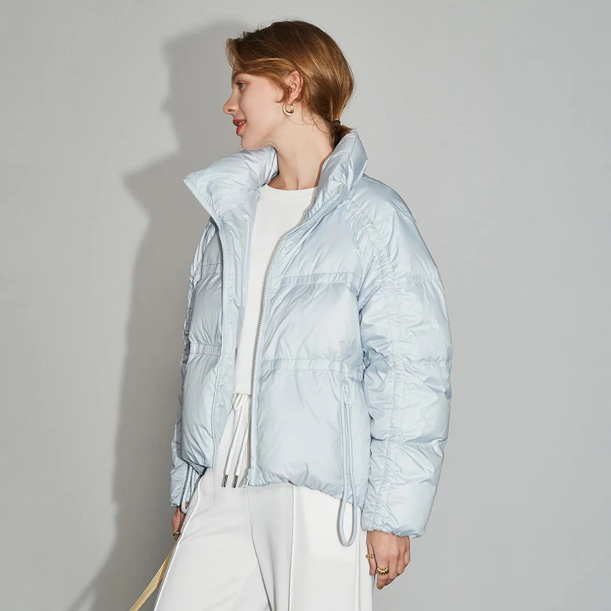 Stand-Up Collar Windproof Cropped Down Jacket