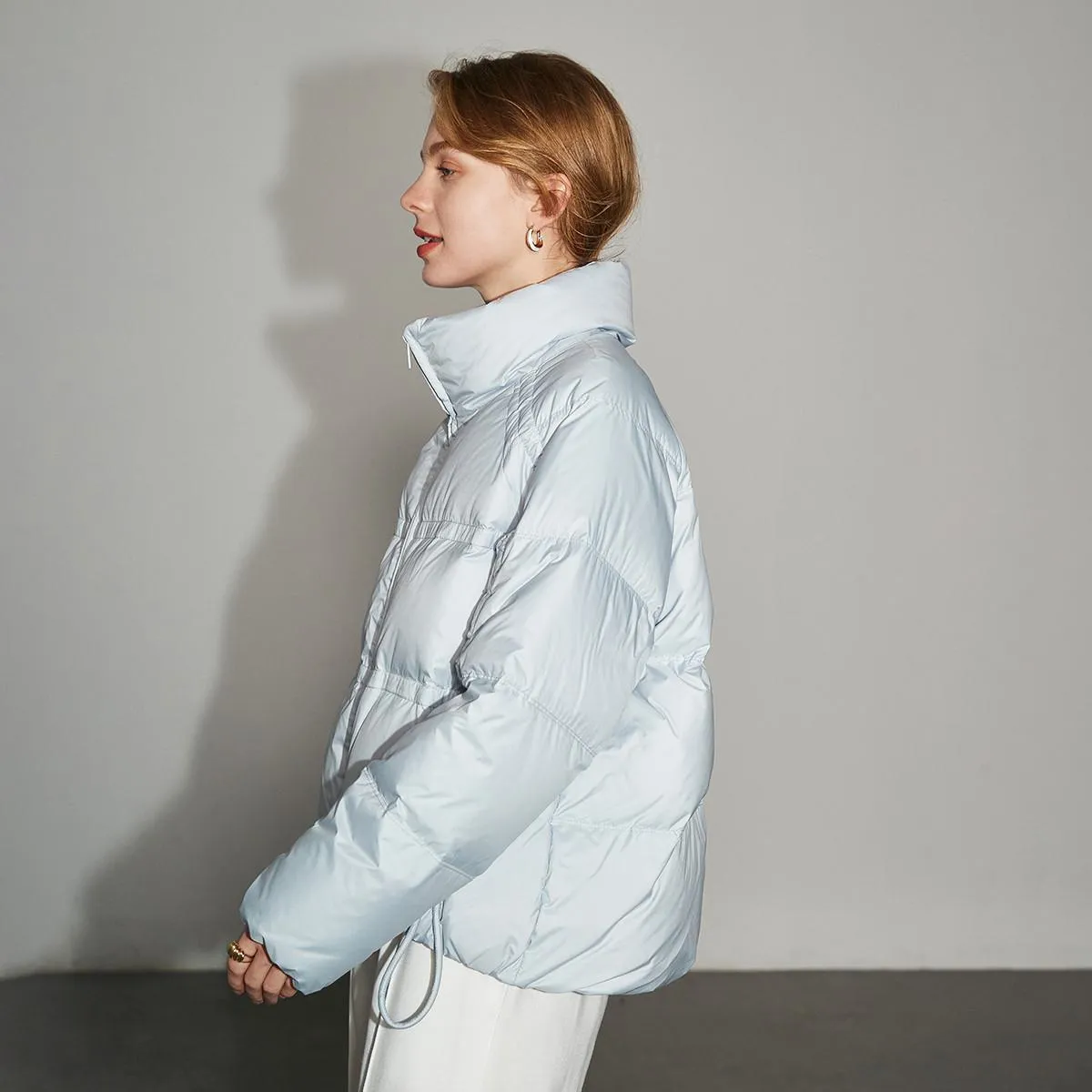 Stand-Up Collar Windproof Cropped Down Jacket